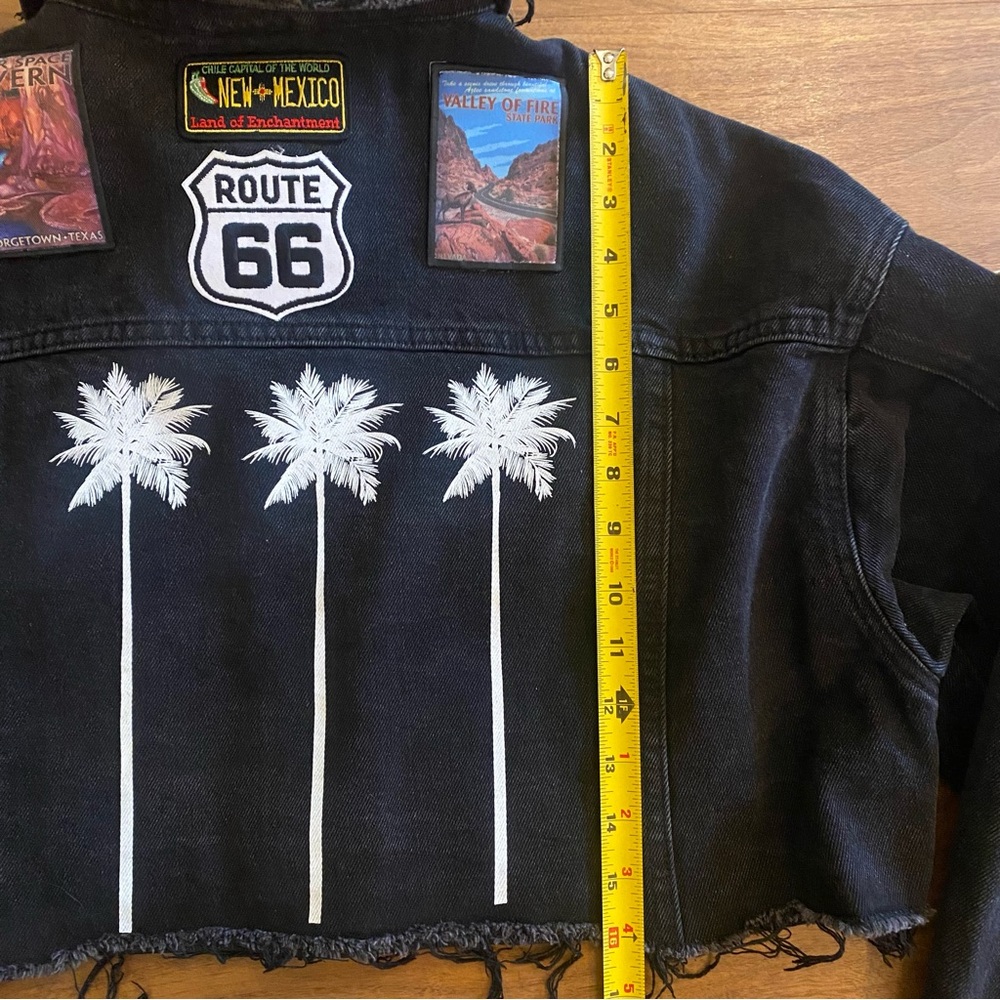 Cropped Patchwork Denim Jacket Route 66 Festival … - image 3